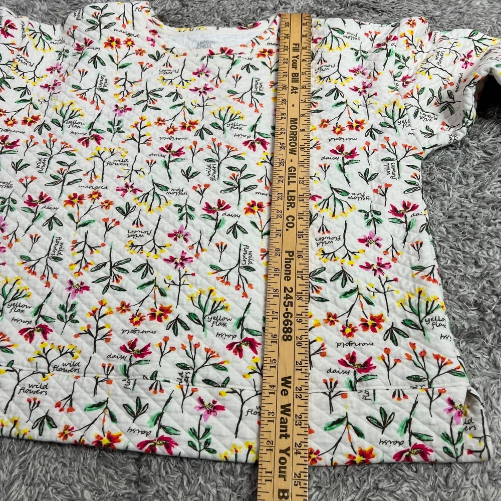 Lands' End XL Quilted Wildflower Floral Pullover Top Botanical Cottagecore - Picture 10 of 10